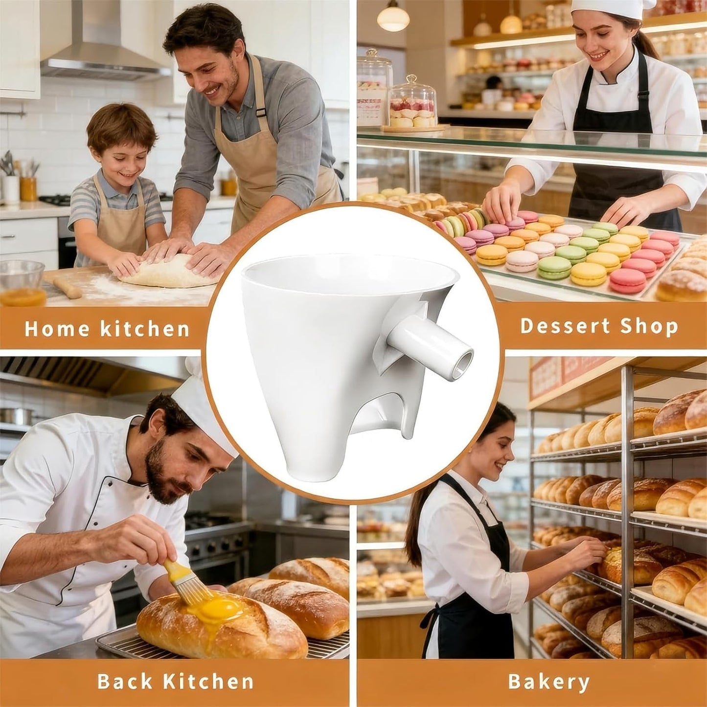 KitchenAid Flour Funnel - Easy-Pour Stand Mixer Attachment for 4.5–5 Qt Models | Dishwasher-Safe (White)