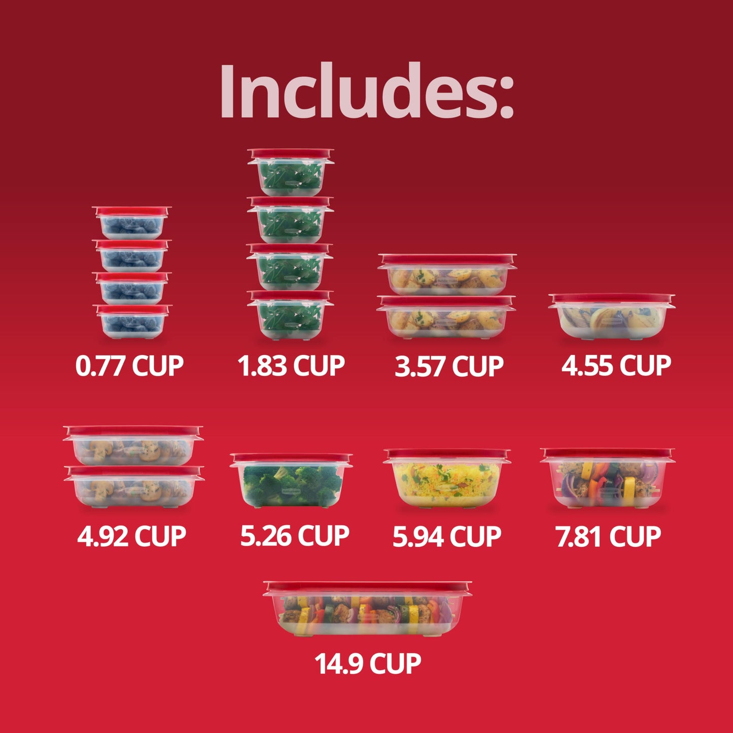 Rubbermaid EasyStore Rectangle, Square, and Round Containers, 34-Piece Set, Food Storage Containers, Food Storage Containers with Lids