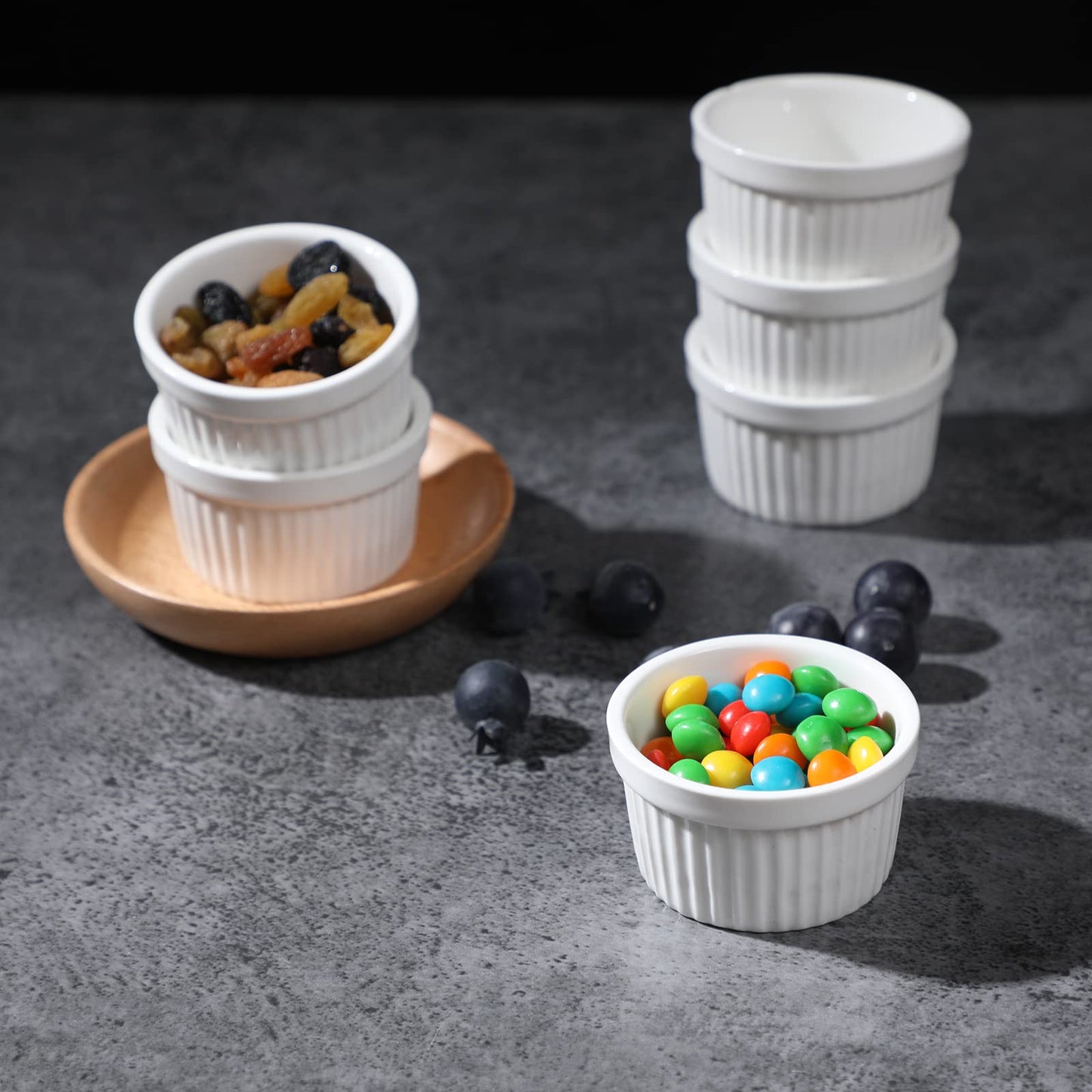 22 oz Ramekins 2 pcs Porcelain Ramekins Dishes for Souffle,Creme Brulee, Pudding, Custard Cups,Bakeware Bowls Set for Baking,Oven Safe, White (6 inch)