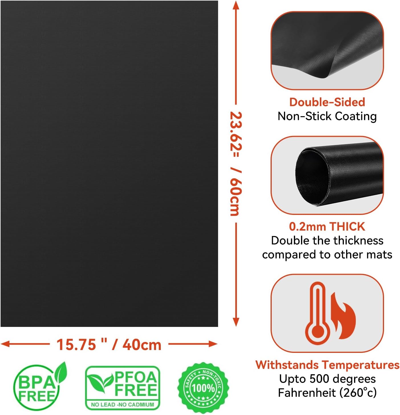 Teflon Oven Liners - Reusable Non-Stick Heat Resistant Mats | Easy to Clean 23.6"x 15.7" Size