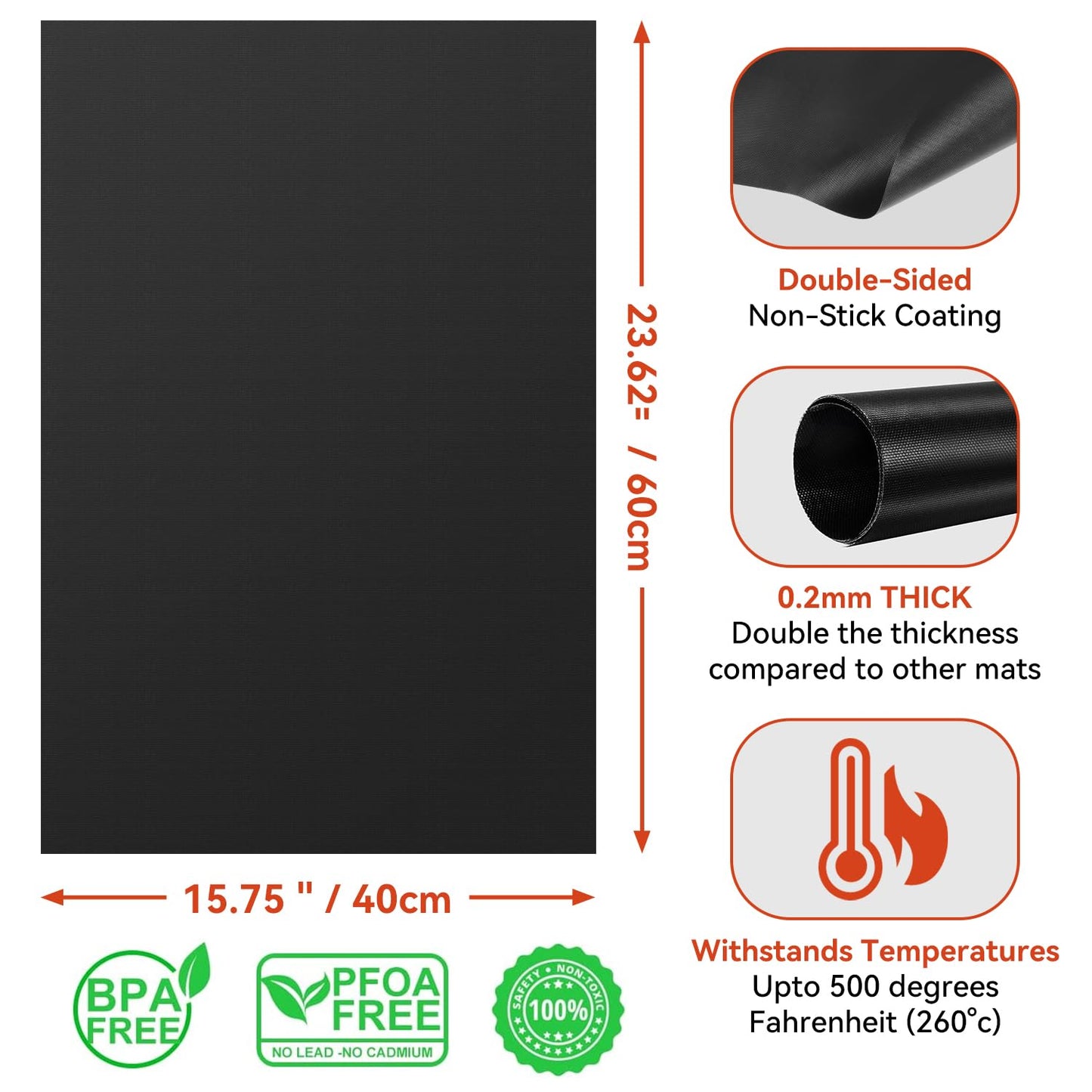 Oven Liners for Bottom of Electric Gas Oven, Reusable Non-Stick Teflon Protector Mat, Heat Resistant Grill Mats Outdoor, Easy to Clean Gas Stove Liners BPA and PFOA Free 23.6"x 15.7" Stovetop Cover