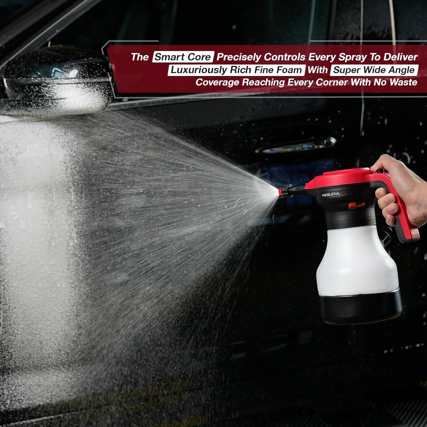Neburia Electric Foam Sprayer - Automatic Cordless 2000mAh Battery Pump with 3 Nozzles for Car Detailing & Home Cleaning