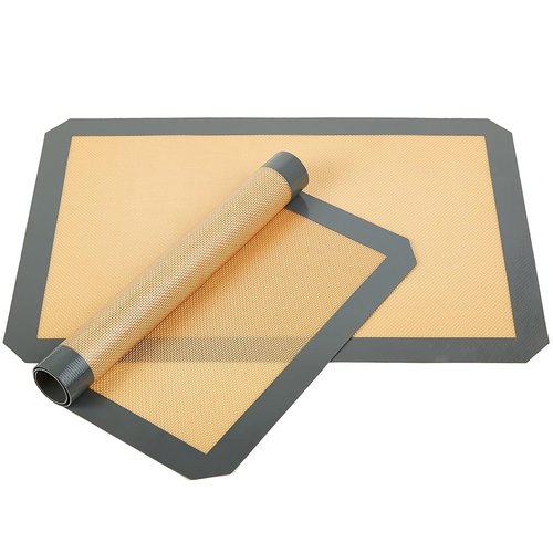 Inmorven 2-Pack Non-Stick Silicone Baking Mat, Food Safe Non Slip Heat Reusable Silicone Liner Sheet for Baking Cookies Pastries Bread Rolling Dough Oven Tray