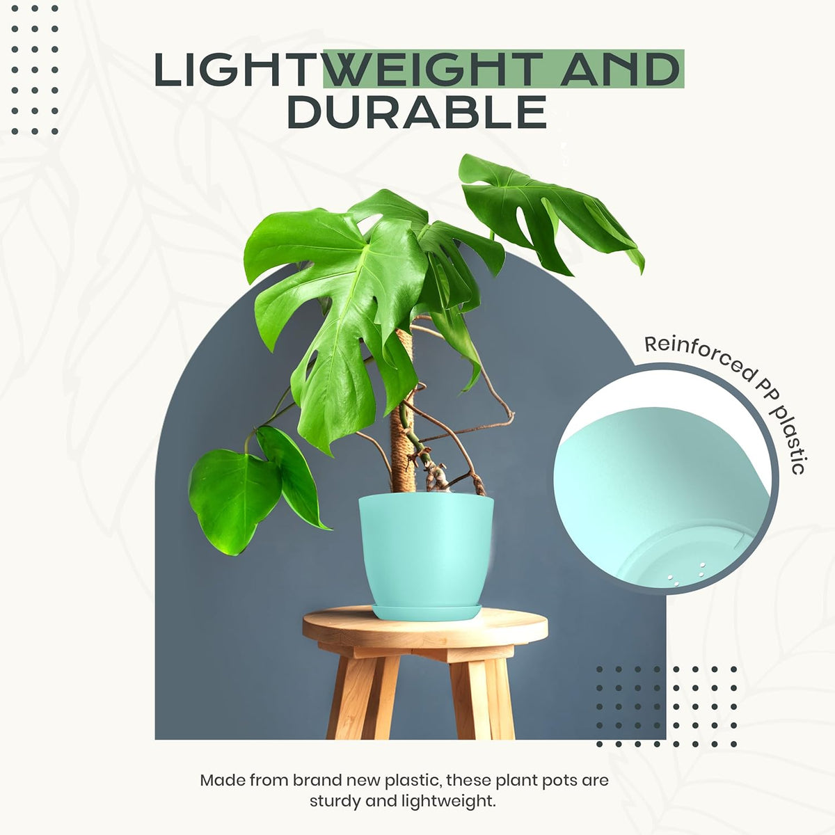 Utopia Home - Indoor Plant Pots with Drainage - 7 to 4.8 Inches Aqua Plastic Planters (Pack of 10)