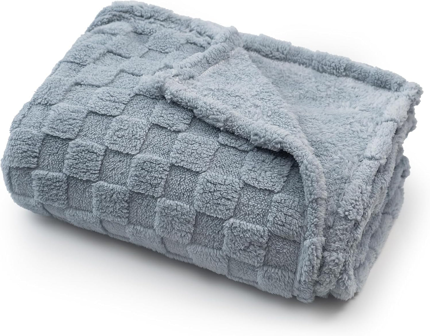 Americanflat 30x40 Jacquard Kids Throw Blanket - Soft, Breathable Mini Fleece for Couch & Bed - Gray Checkered Design