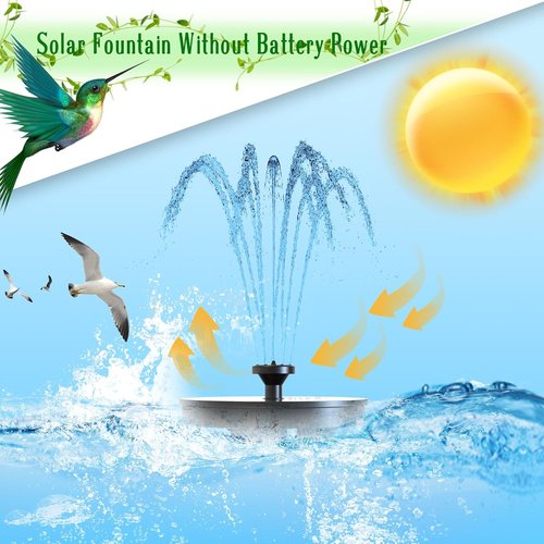 AMZtime Solar Water Fountain - Upgraded Floating Bird Bath Fountain with 6 Nozzles | Outdoor Garden & Pond Decor