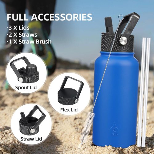 BJPKPK Insulated Water Bottle - 18oz Stainless Steel with Straw Lid | Leak-Proof, BPA-Free, Thermo-Army Green