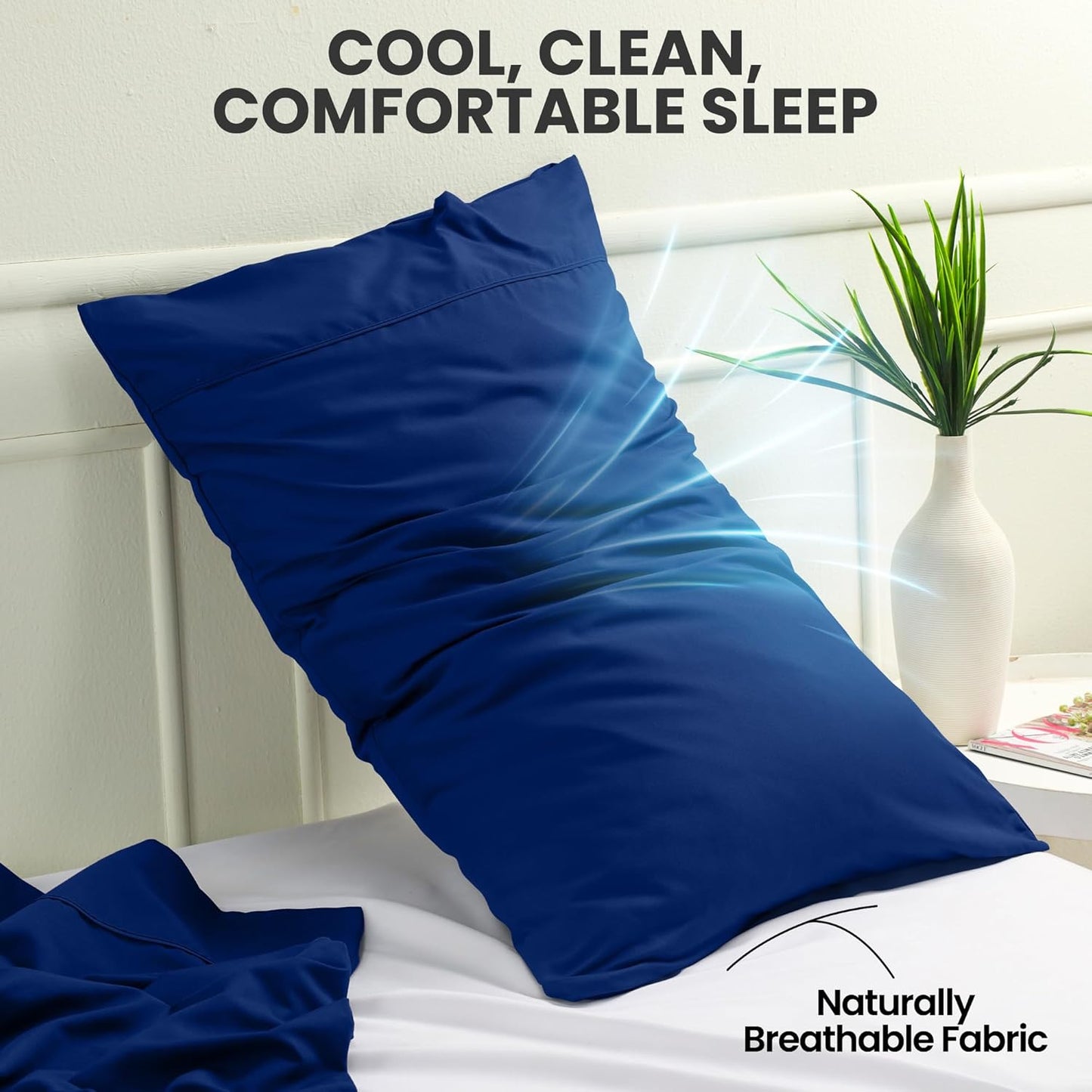 Utopia Bedding Standard Pillow Cases - Soft Brushed Microfiber - 2 Pack, Royal Blue, 20 x 26 Inches
