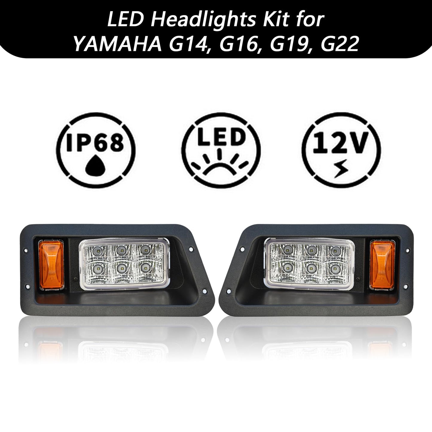 Shu-Ran Golf Cart LED Street Legal light Compatible Yamaha lights Kit G14, G16, G19, G22 Golf Cart Headlight Tail Light Kit 12V