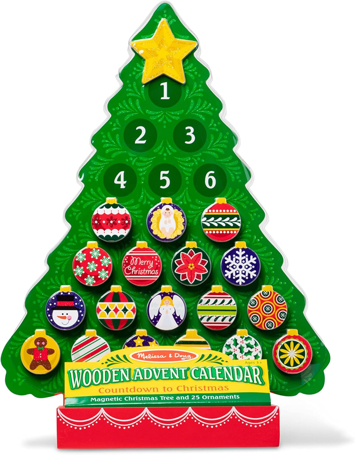 Melissa & Doug Wooden Advent Calendar - Magnetic Christmas Tree with 25 Fun Magnets