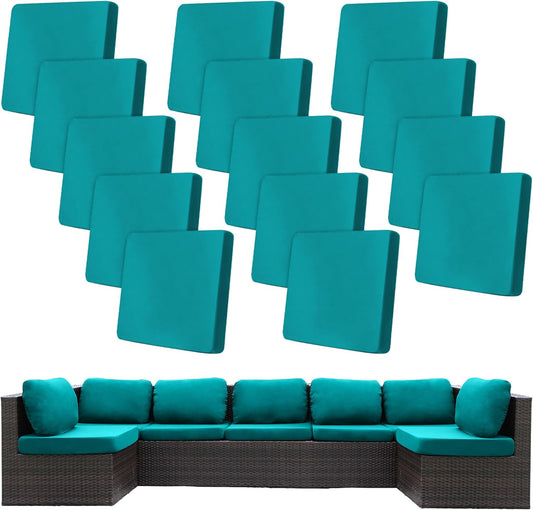 Skiennix 14 Pcs Stretch Patio Cushion Covers - Washable Outdoor Sofa Slipcovers | Peacock Blue
