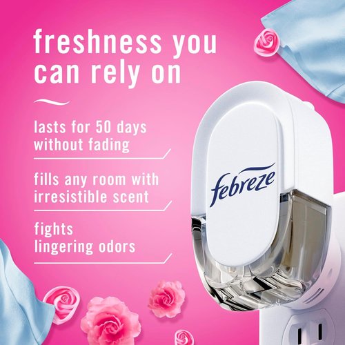 Febreze Odor-Fighting PLUG Air Freshener Refills - Downy April Fresh & Mediterranean Lavender, 4 Pack (0.87 fl. oz. Each)