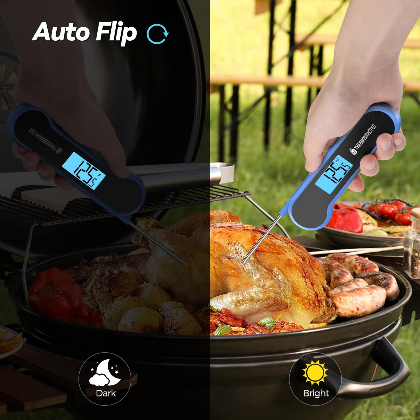 0.5 Sec Instant Read Meat Thermometer Digital with ±0.5℉ Precision, Food Thermometer for Cooking Kitchen Gadgets, Oven Grill Candy BBQ Essentials Accessories, Gifts for Him Dad Men Birthday, Blue