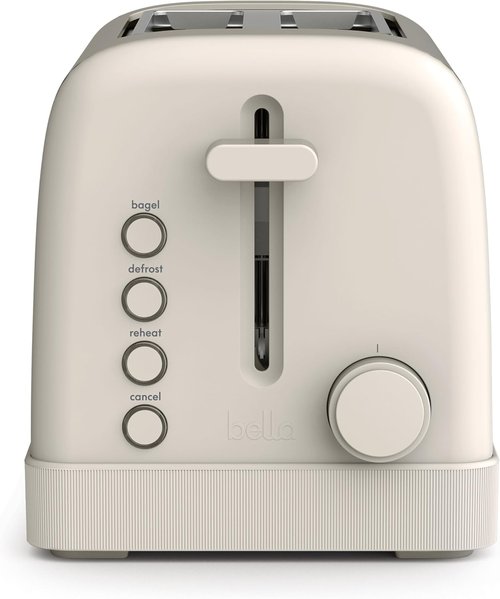 Bella 2 Slice Toaster - 6 Shade Settings with Reheat, Cancel & Bagel Functions | 900 Watt, Oatmilk Color