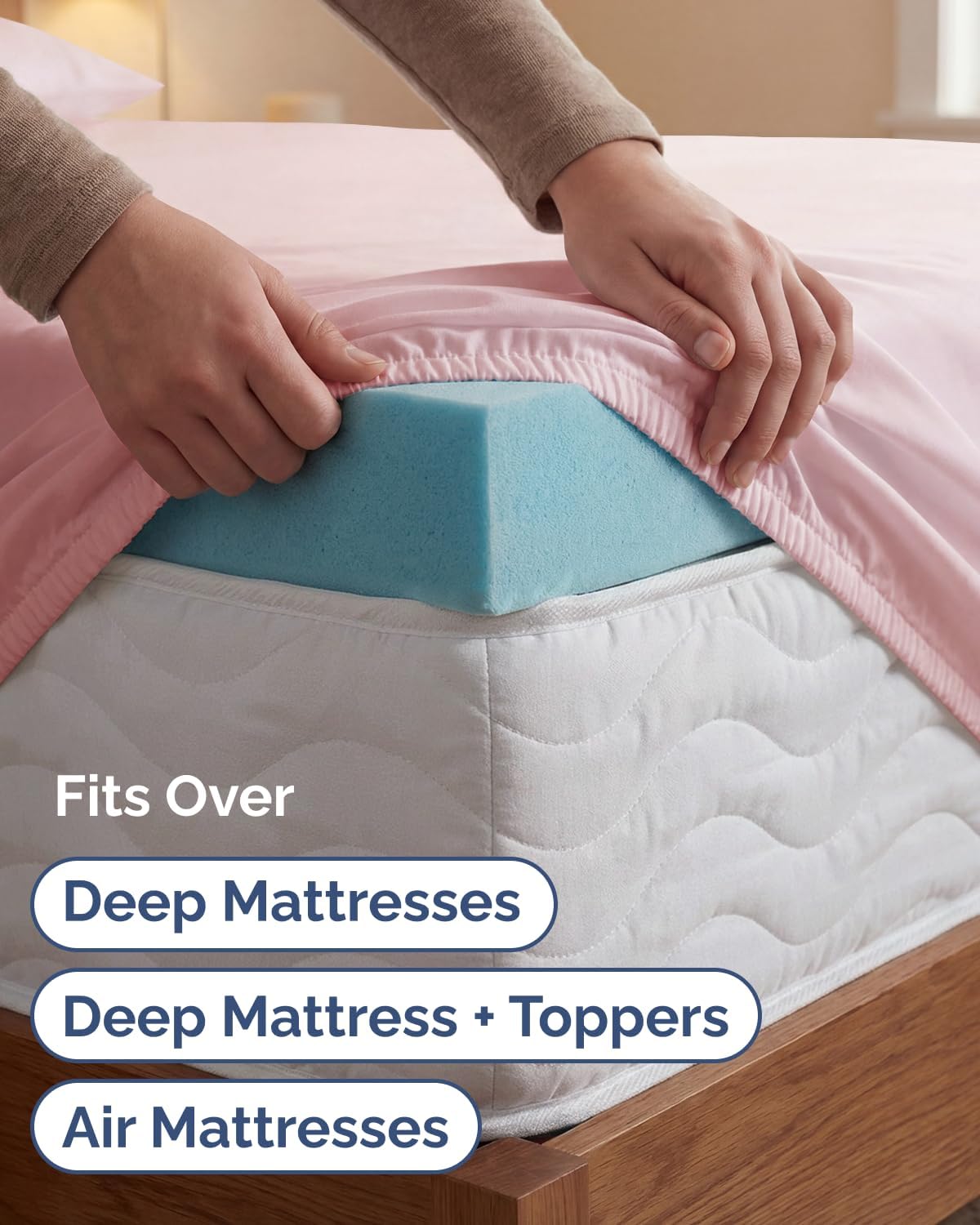 Skiennix Extra Deep Twin XL Sheet Set | 4-Piece Breathable Cooling Bedding - Soft, Wrinkle-Free Baby Pink