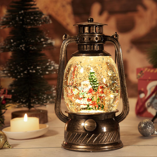 Christmas Lanterns,Christmas Snow Globes Lighted,Rotating Sparkling Christmas Lanterns with 8 Christmas Music,Christmas Fine Gifts,Christmas Holiday Party Gifts and Decorations