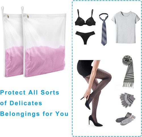 GOGOODA Fine Mesh Laundry Bags - Delicates Wash Bag for Lingerie, Bras & Socks | Hanging Loop Included
