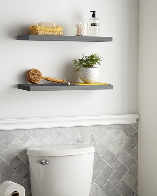 BAYKA Floating Shelves - Rustic Wood Wall-Mounted Storage | 22.5 Inches Gray Set of 2 for Home Decor