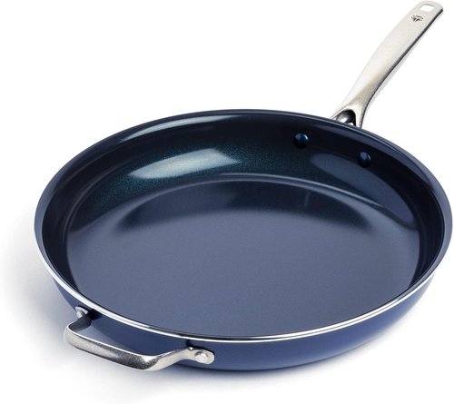 Blue Diamond | 14" Nonstick Ceramic Frying Pan - PFAS-Free Jumbo Cooker with Helper Handle, Dishwasher & Oven Safe