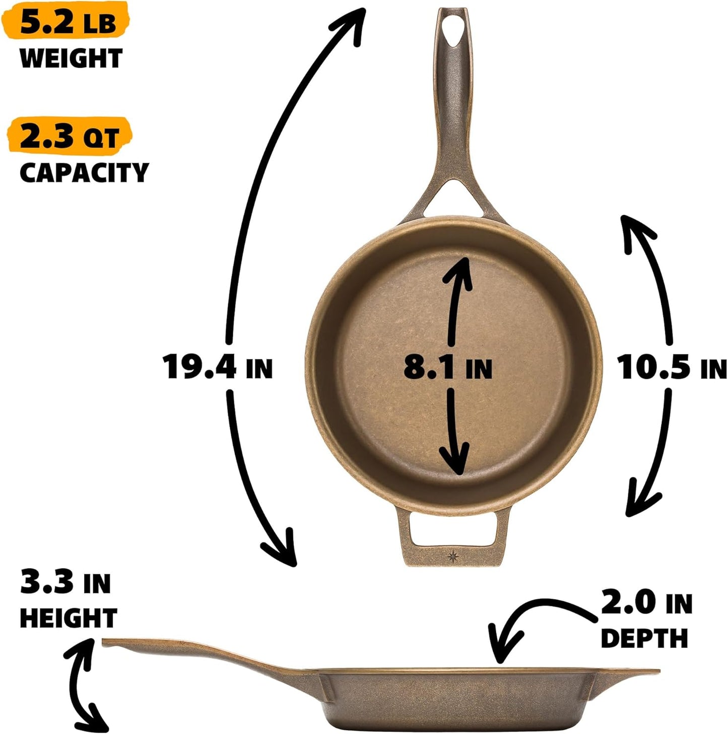 Stargazer 10.5-Inch Cast Iron Skillet - Premium Seasoned Frying Pan for Grilling, Searing & Baking