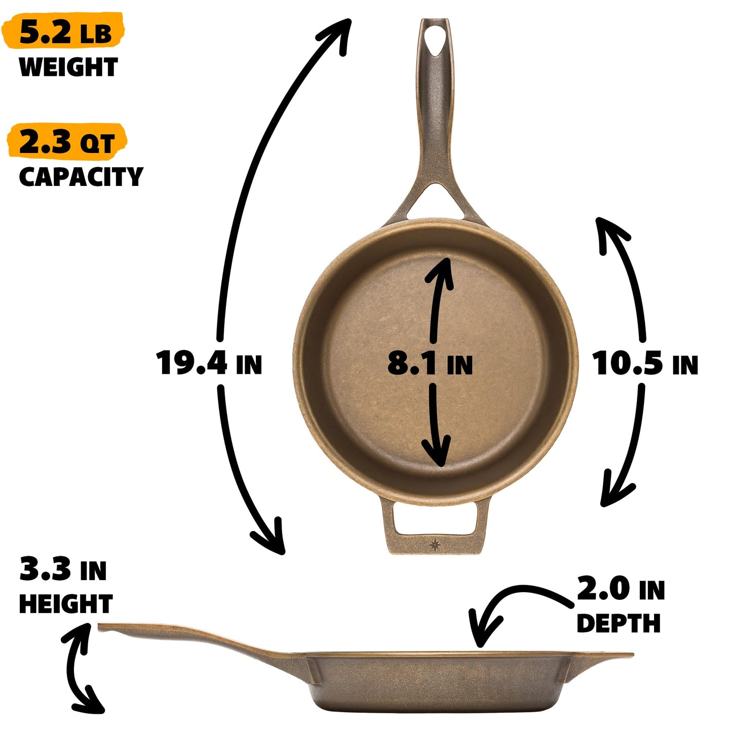 Stargazer 10.5-Inch Cast Iron Skillet | Made in USA, Seasoned, Premium Frying Pan for Grilling, Searing, Baking & More – Durable Cast Iron with Smooth Cooking Surface