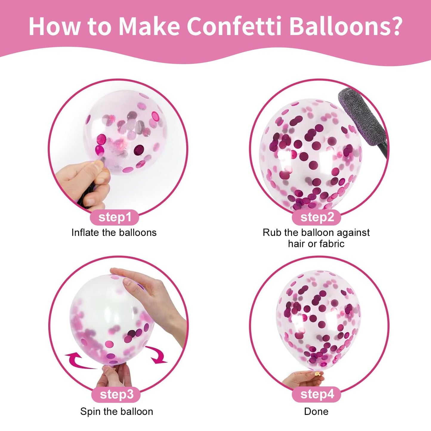 Pink and White Balloons Kit, 50pcs 12 Inch Light Pink Latex Balloon Pink Confetti Balloons for Birthday Wedding Baby Shower Party Decorations
