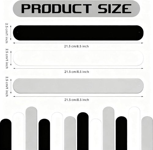 Charniol Wrapping Paper Roll Holder - 12-Piece Silicone Covered Metal Strips | 1 x 9 Inch Stabilizer in Black, White, Gray