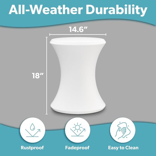 Coast Modern Outdoor Side Table - All-Weather Lounger Table for Pool or Patio - 15" White
