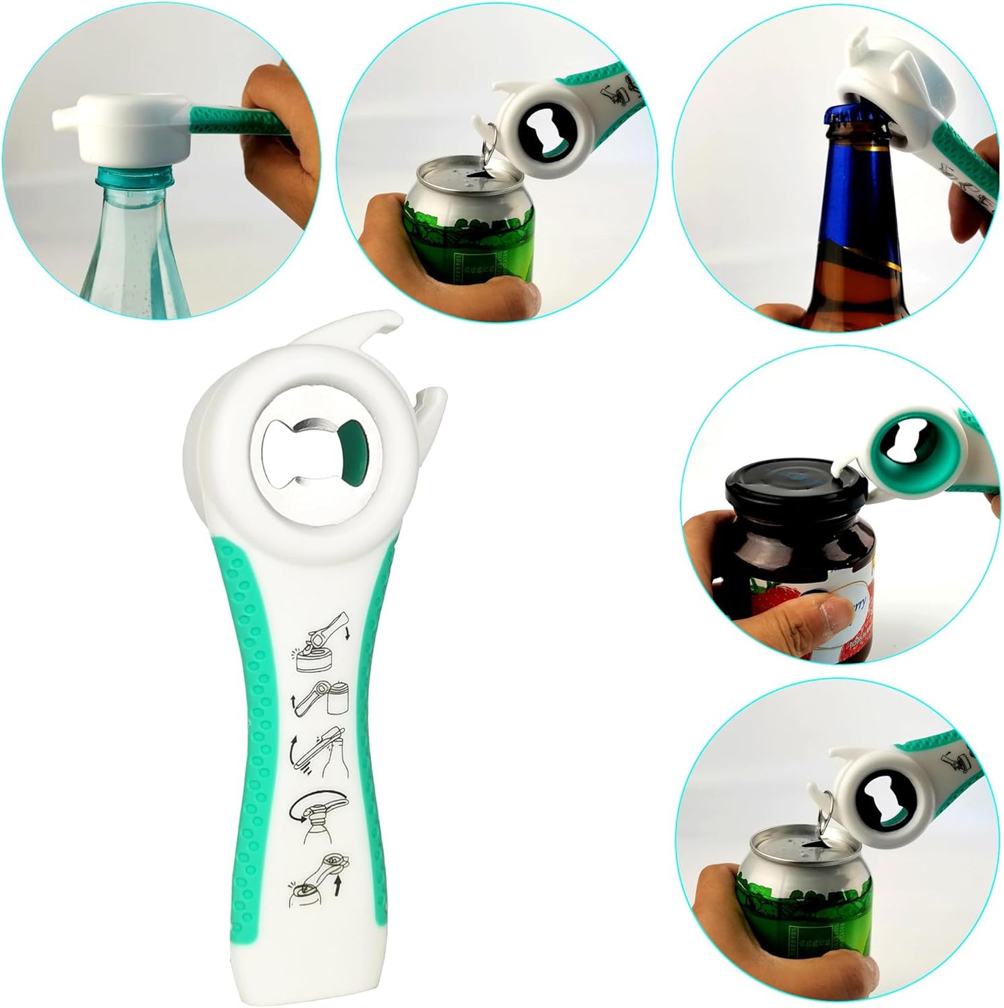 Skiennix 5-in-1 Jar & Bottle Opener - Rubber Gripper Pad for Seniors with Arthritis & Weak Hands