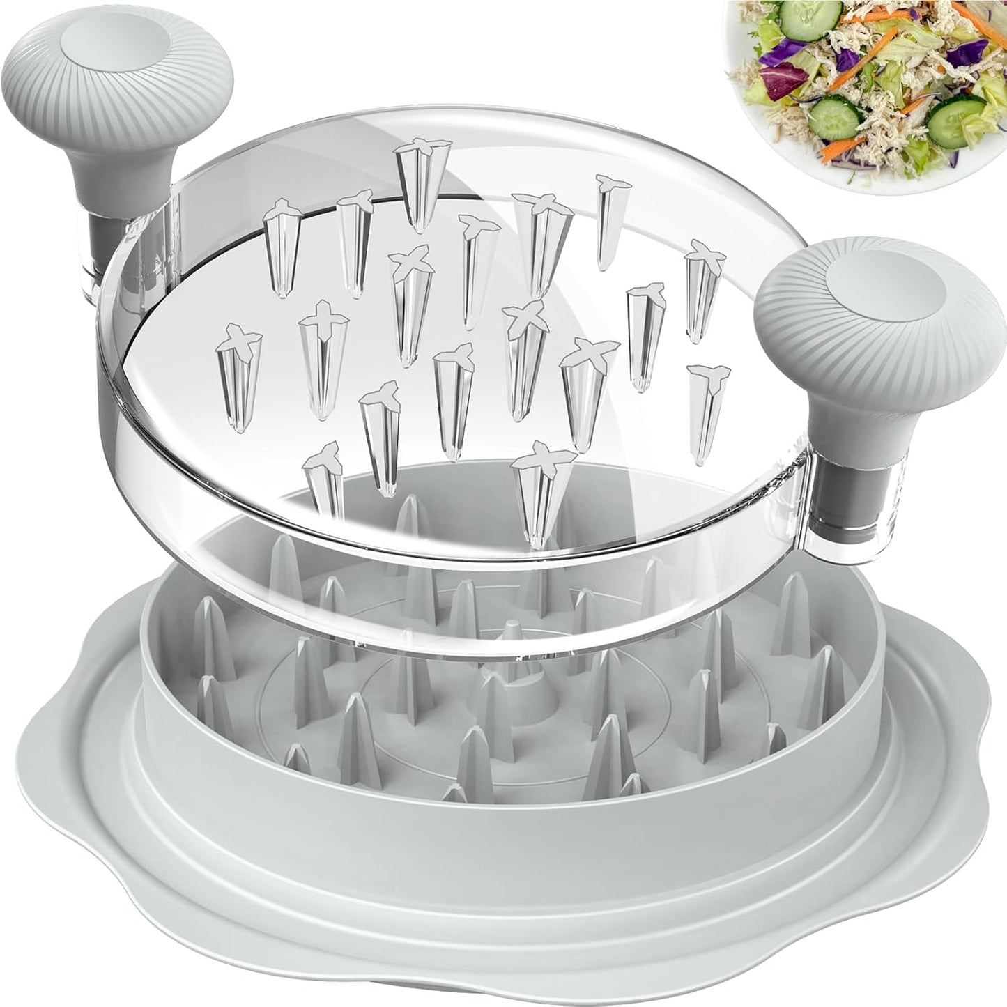 Ukeetap 10" Pro Chicken Shredder Tool - BPA-Free Meat Grinder with Ergonomic Handle & Anti-Slip Base, Gray