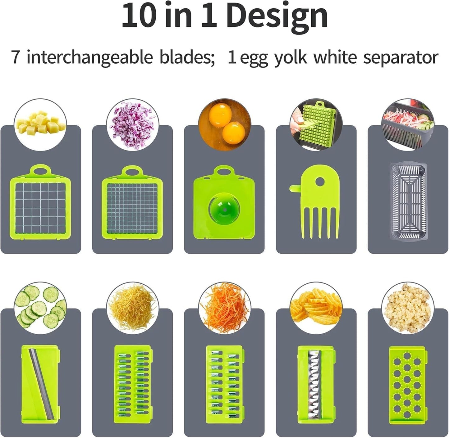 Skiennix Pro 10-in-1 Vegetable Chopper - Multifunctional Onion Slicer & Dicer with Container
