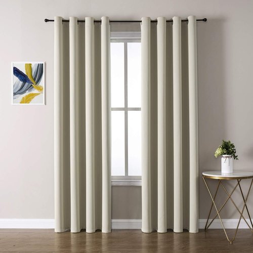 ChrisDowa Blackout Curtains - Thermal Insulated Room Darkening Panels, 120 Inches Long, Beige, 2-Panel Set