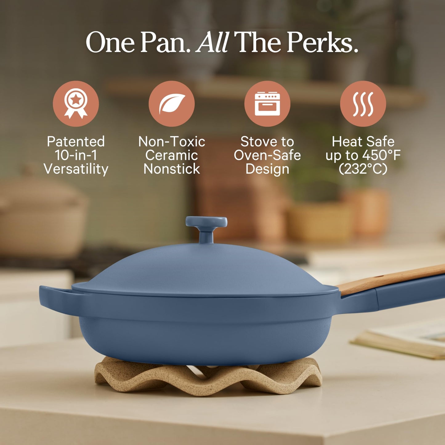 Our Place Always Pan 2.0 | 10.5" Ceramic Pan with Modular Lid, Steamer Basket & Spatula | Patented 10-in-1 Nonstick, Non-Toxic Cookware Made Without PFAS | Induction & Oven-Safe up to 450°F | Lavender