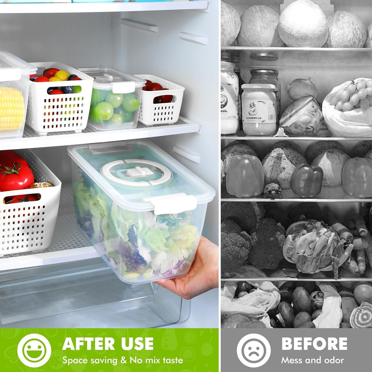 LUXEAR Produce Containers - 3 Set BPA-Free Fruit Savers with Removable Colander | Dishwasher & Microwave Safe