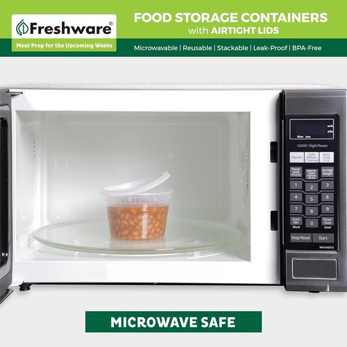 Freshware Food Storage Containers - 60 Count Set | 8, 16, 32 oz, Leakproof, BPA Free, Microwave & Freezer Safe