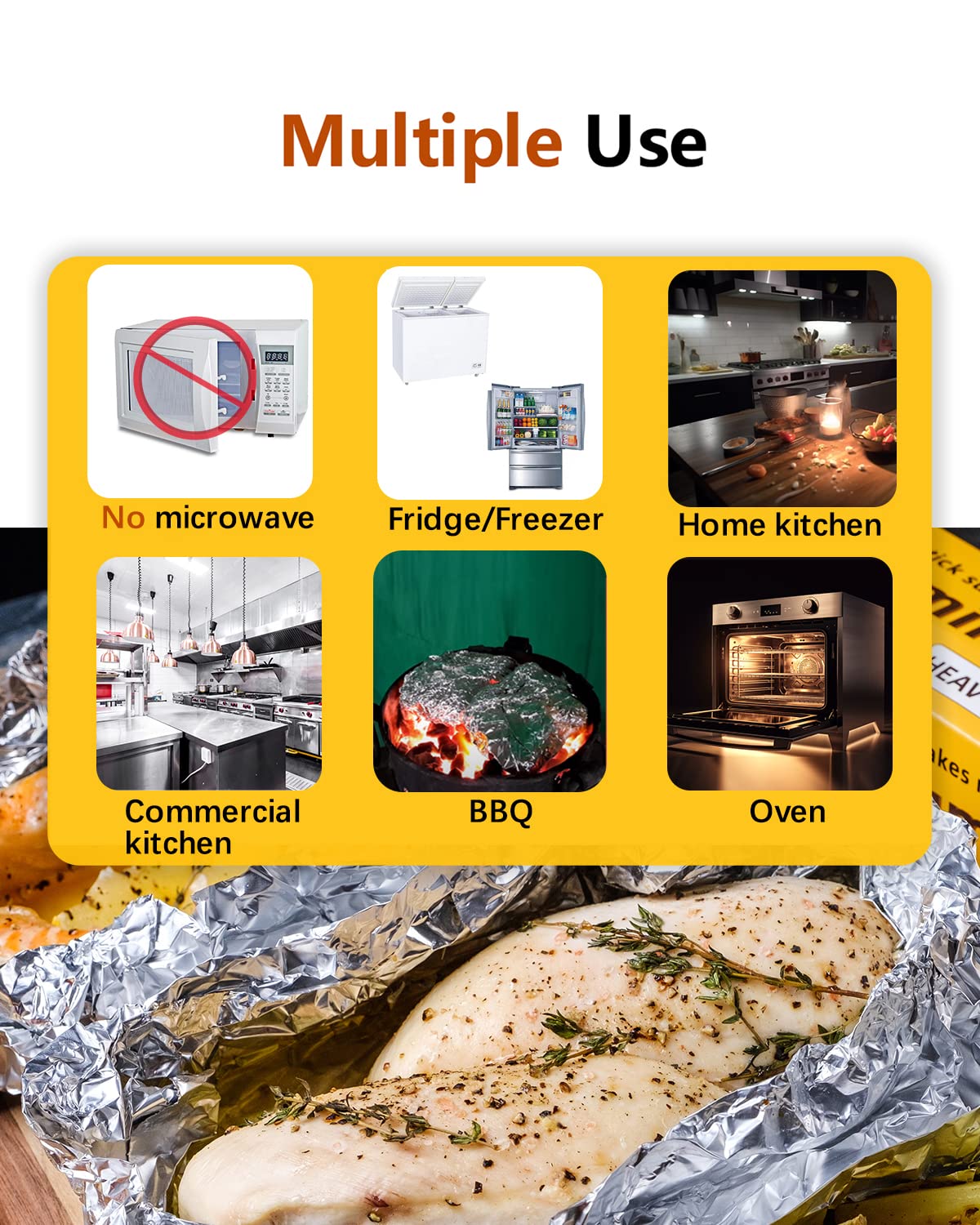 Katbite Aluminum Foil Heavy Duty 17.7 Inch Wide, 30 Micron Thick Strong Heavy Duty Foil Aluminum Roll Wrap for Commercial Catering, Grilling, Roasting, Baking, Home Cooking, 17.7"x525s.f