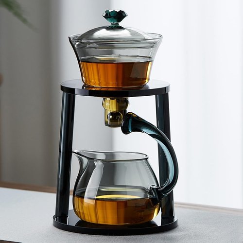 DOPUDO Magnetic Glass Teapot Tea Pot With Magnetic Ball, 12 OZ Drip-Teapot With Infuser, Kungfu Tea Set, Semi-Automatic Glass Turkish Tea Set 350ML.