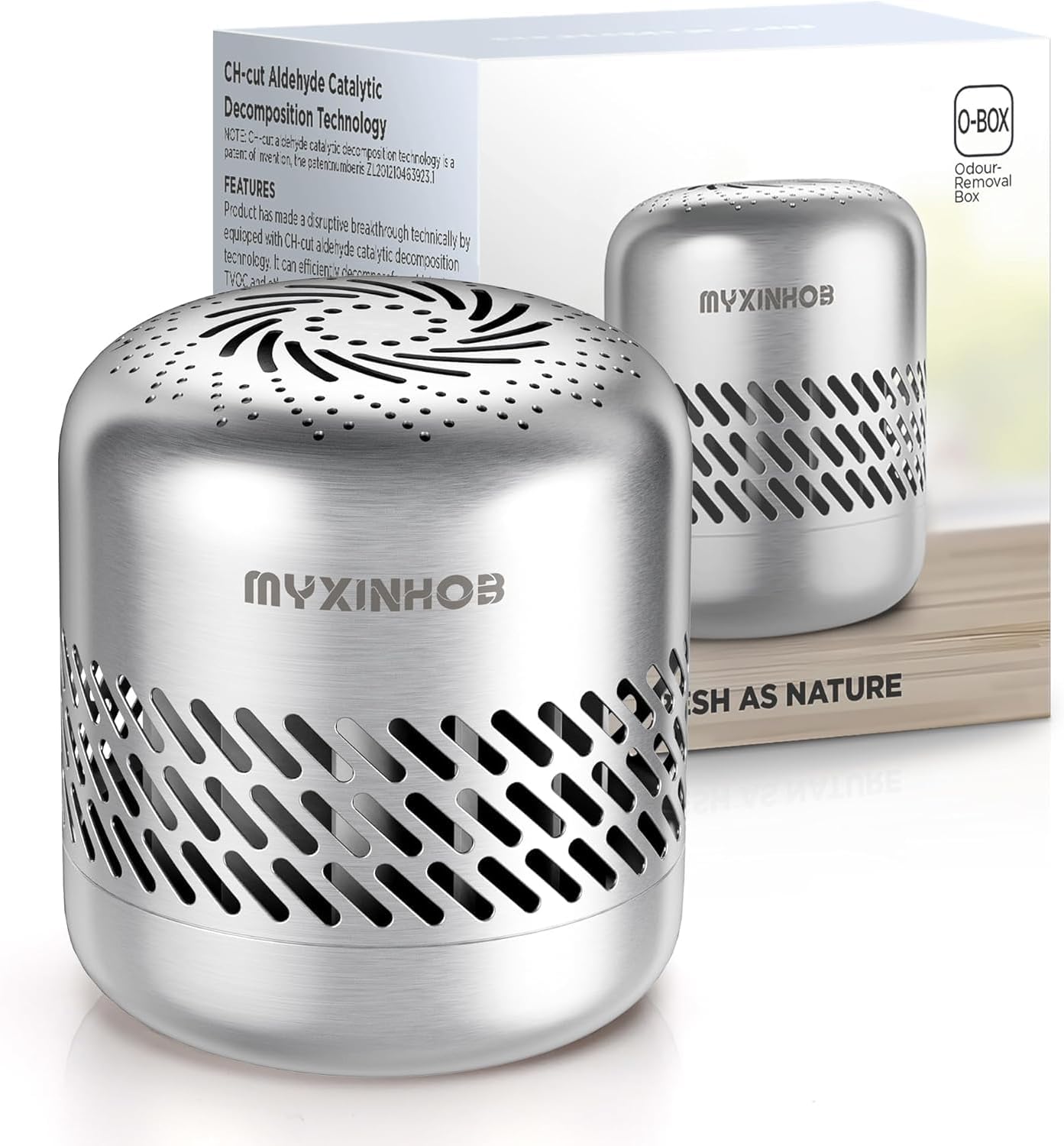 Skiennix Refrigerator Deodorizer - Long-Lasting Odor Eliminator | Silver Grey Design