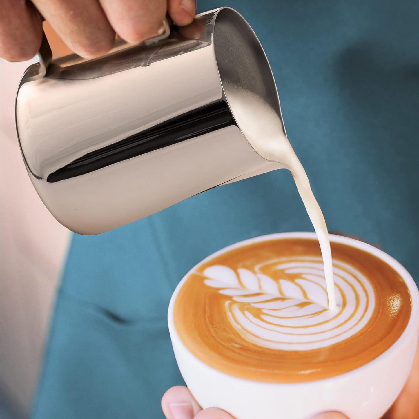 Zulay Premium Milk Frother Set - Handheld Coffee Frother with Stand & 12oz Pitcher | 13,000 RPM Motor, 4 Stencils