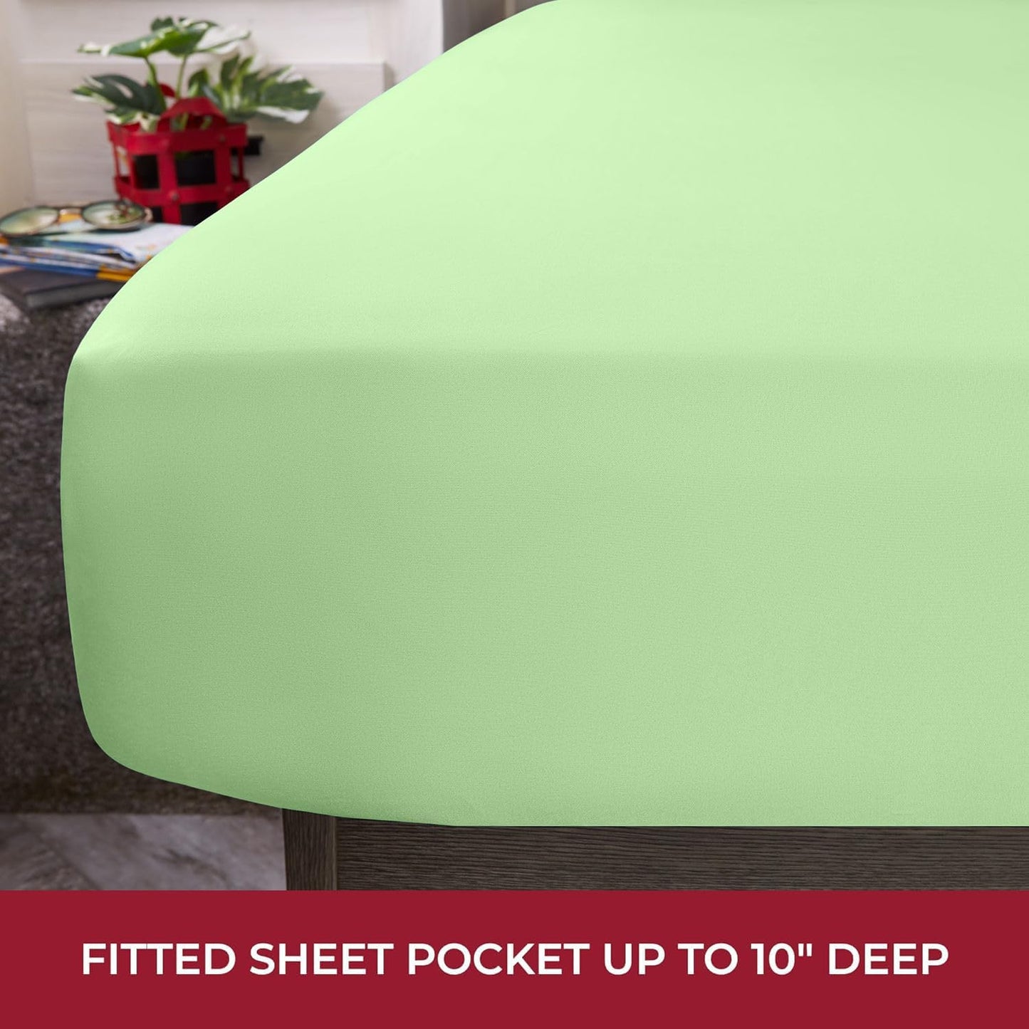 Mellanni RV Short Queen Sheets | 4-Piece Hotel Luxury Bedding Set - Extra Soft, Cooling, Deep Pocket (Pistachio)