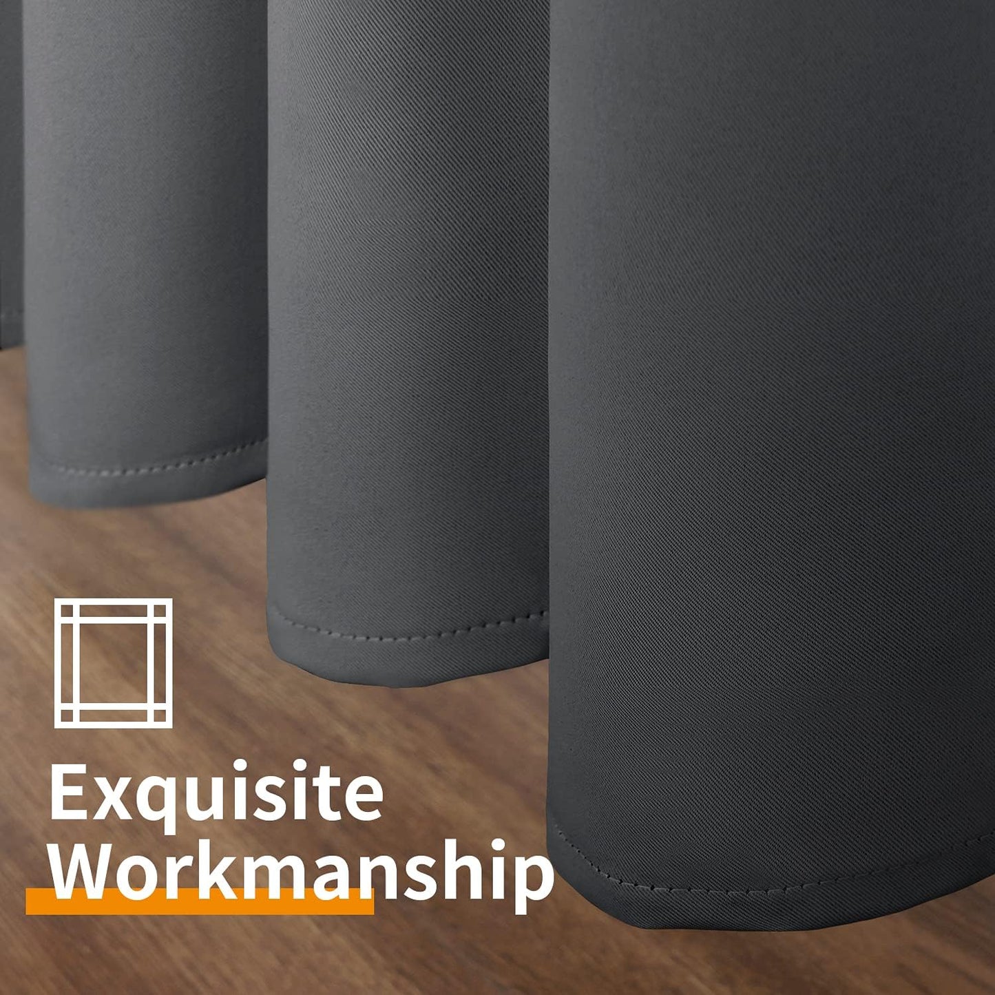 YoungsTex Blackout Curtains - Room Darkening Thermal Insulated Drapes, 2 Panels, 42 x 63 Inch, Dark Grey
