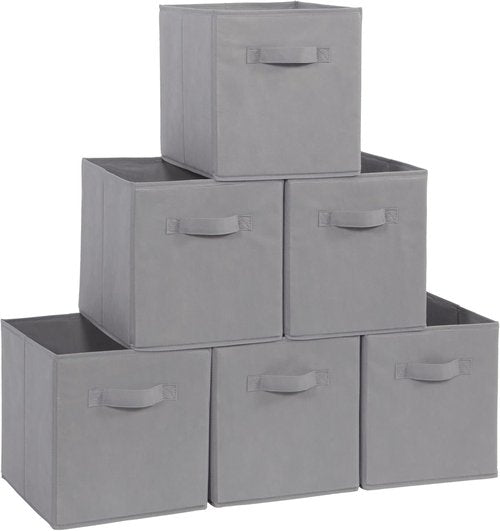 **Storage Maniac 11-Inch Collapsible Storage Cubes - Durable Fabric Bins for Closet & Organization | 6-Pack, Grey**