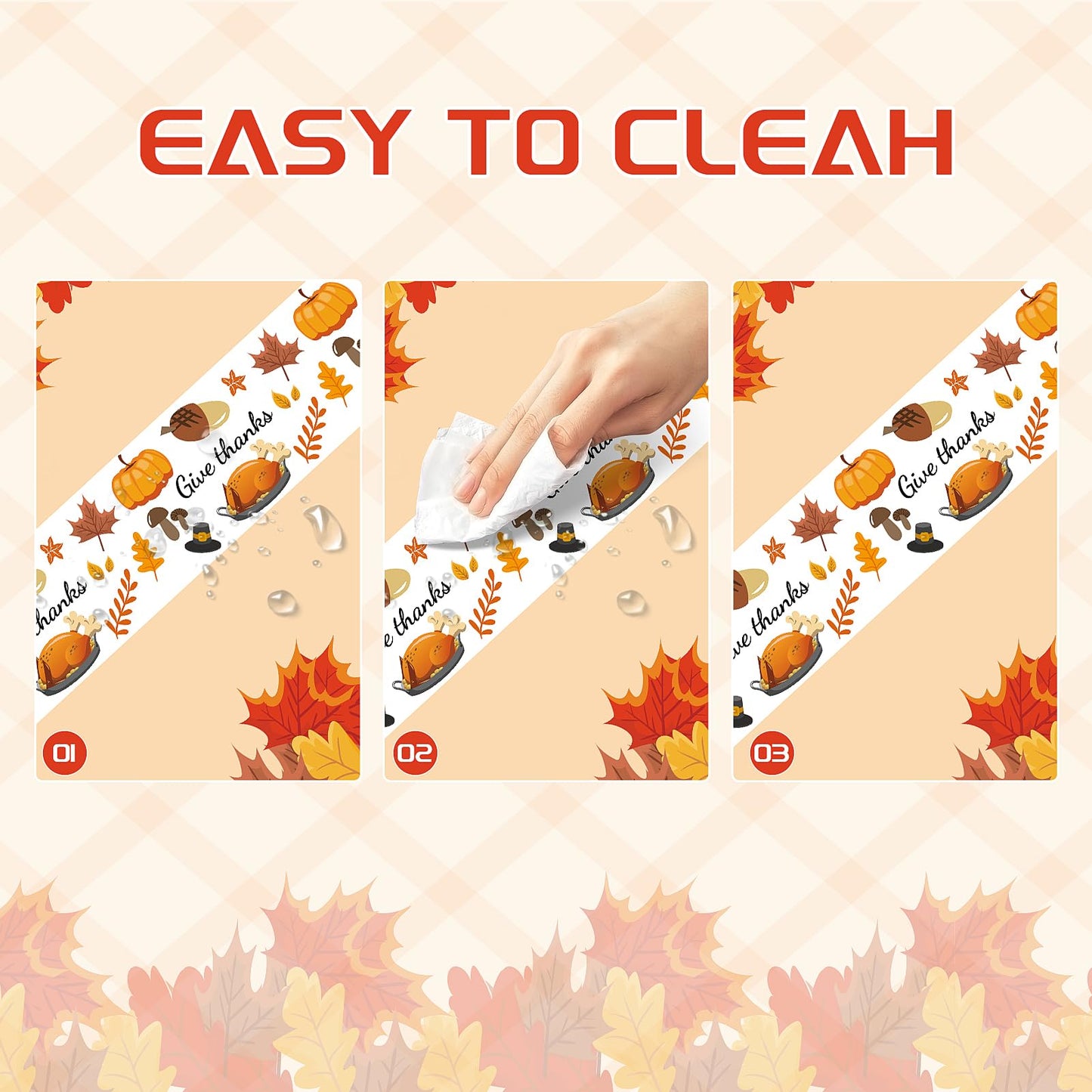 Childom 152Pcs Thanksgiving Plates and Cups,Disposable Thanks Giving Dinnerware Set,Thanksgiving Decorations,Thanks Giving Party Supplies,Give Thanks Tablecloth Plates Cups Forks Knives Spoon,Serve 30