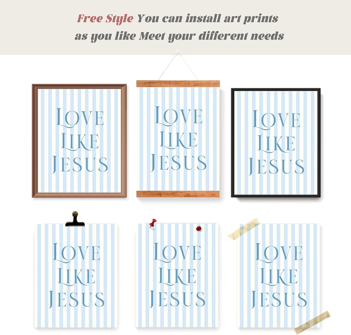 LARTSFRO Coquette Blue Bow Wall Art Decor - Inspirational Christian Posters for Teen Girls | 12x16 Inch Set of 4 Unframed