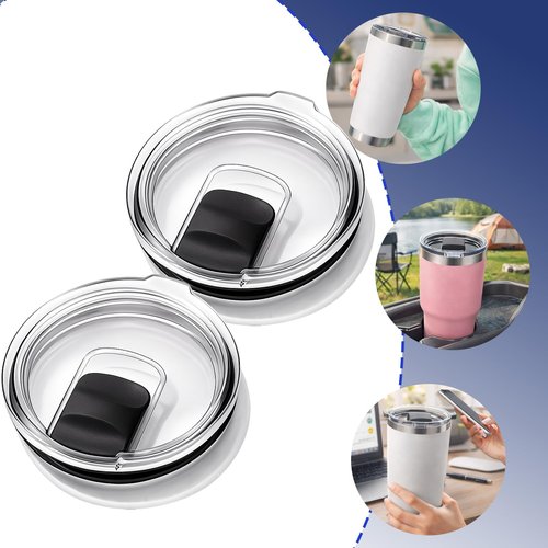 2-Pack 20oz Tumbler Lid Replacement Compatible with YETI 20 Tumbler, 16 oz Pints, 10/24 oz Mug and 10 oz Lowball, Travel Spill Proof Cup Lids Covers with Magnetic Slider Switch, BPA Free