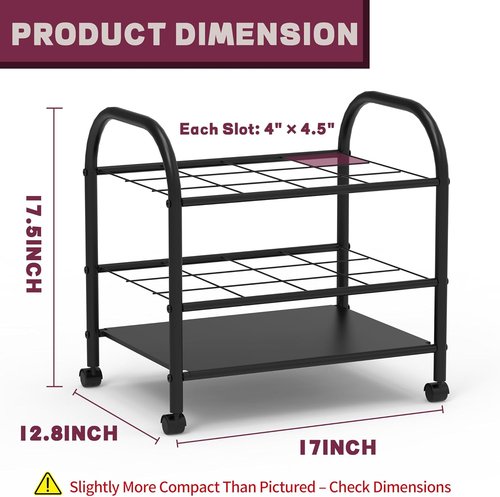 Blueprint Storage Holder with Wheels - 12-Slot Metal Roll File Rack with Silent Casters for Easy Mobility (Black)