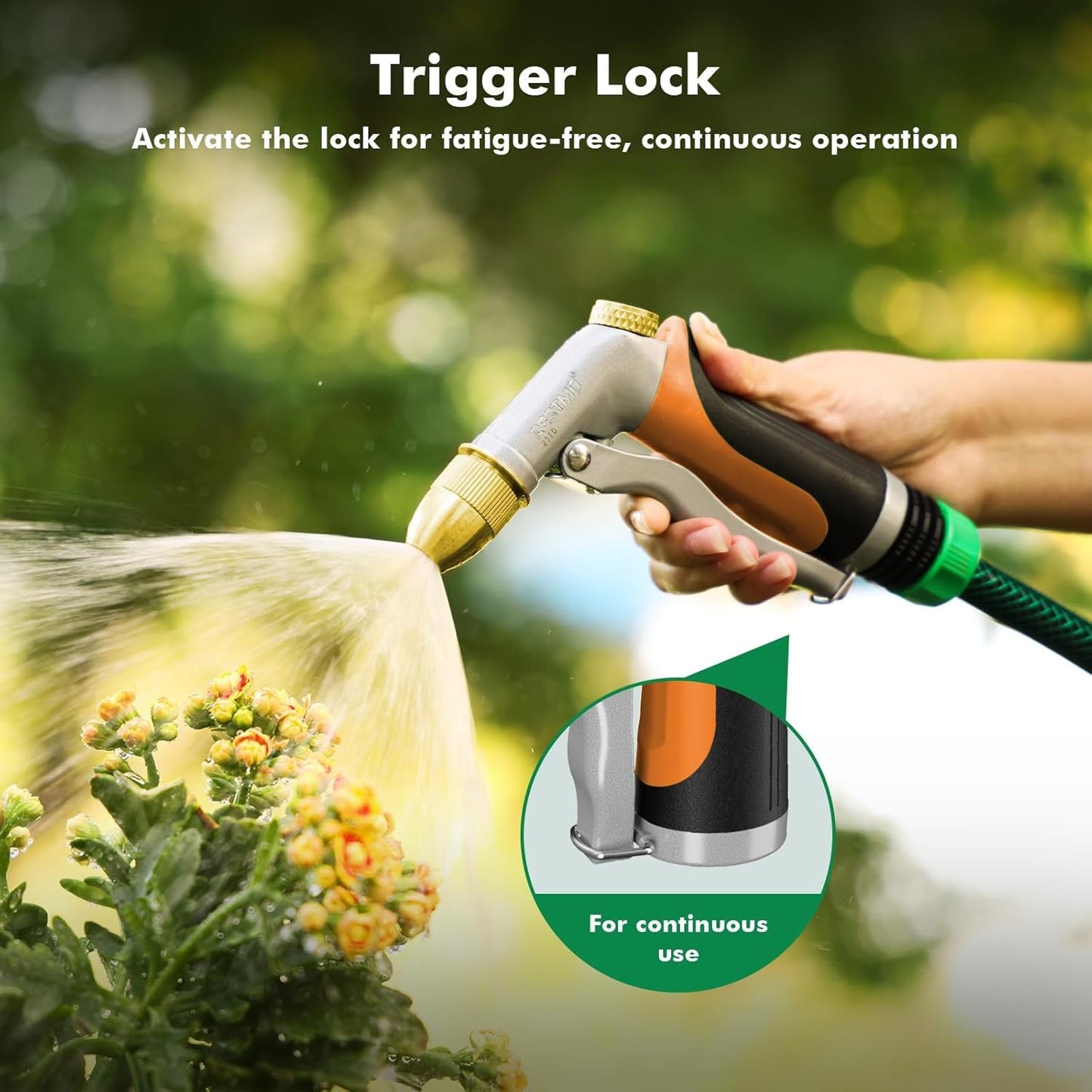 RESTMO Heavy Duty Metal Hose Nozzle - High Pressure Adjustable Spray for Garden, Car, and Patio | Orange