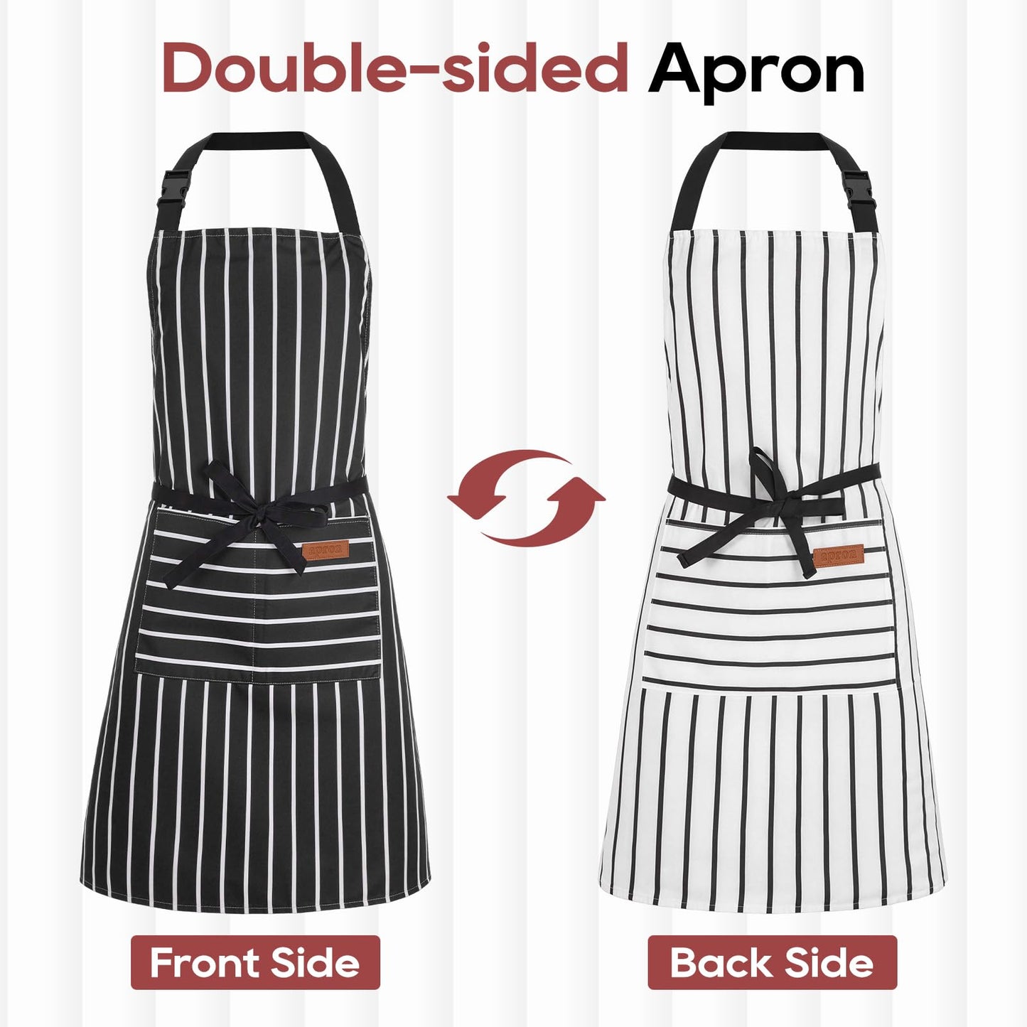 XLSXEXCL Kitchen Cooking Aprons Double Sided Adjustable Bib Chef Apron with 2 Pockets for Women Men Gardening Cooking Art Painting