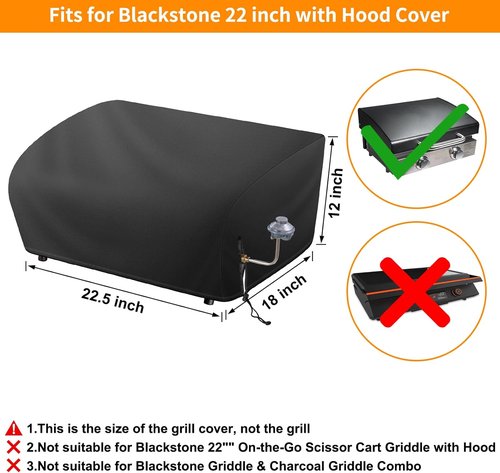 Blackstone Grill Cover - Waterproof Oxford BBQ Cover with Drawstrings | Fits 22-Inch Griddle