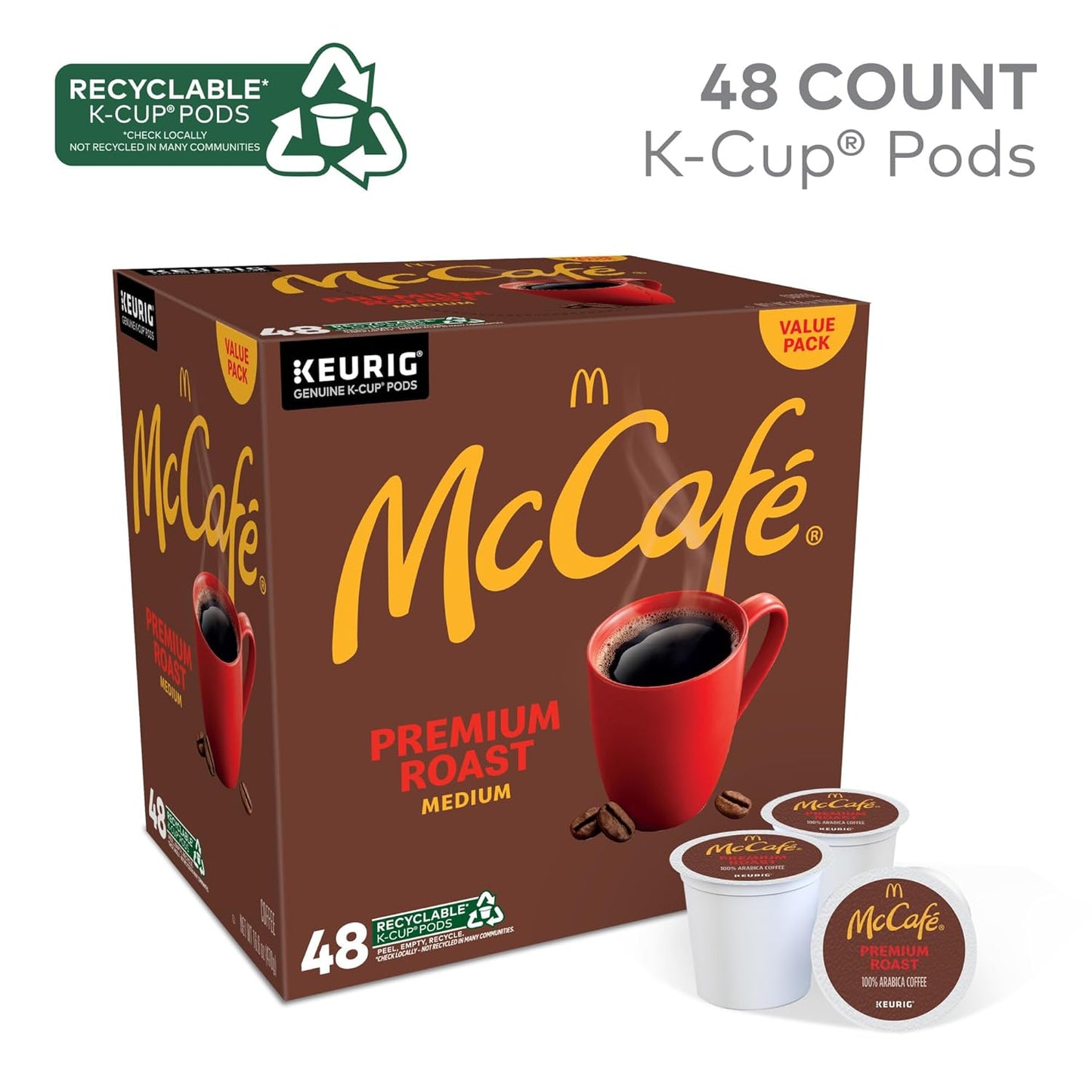 McCafé Premium Roast K-Cup Pods - Medium Roast Coffee, 48 Count for Rich Flavor & Convenience